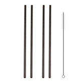5pcs Reusable Stainless Steel Straight Drinking Straw + Cleaner Brush Set Kit,  215*6mm, 215*6mm (Straight)